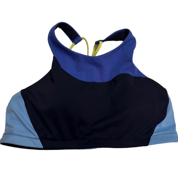 ATHLETA high neck color block racerback size medium bikini top NWOT - Picture 1 of 8